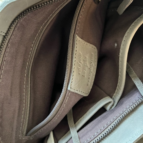 Cut n’ Paste Leather Gray Crossbody Bag with Fringe - Picture 12 of 15